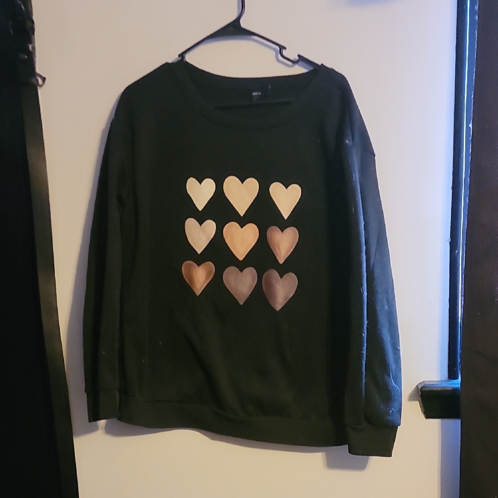Black Sweatshirt with Heart Design